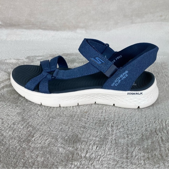 Skechers Slip-ins Sandals GOwalk Flex Womens Size 7 Navy Blue Strappy NEW - Picture 2 of 10